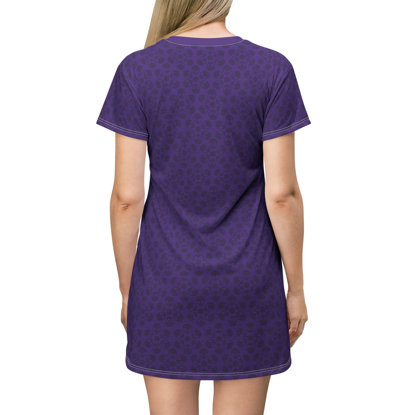 Floral Pattern TShirt Dress Casual Summer Dress Cute Dress for Women Floral Print Dress Trendy Everyday Wear Perfect for Beach Alien Flowers Purple