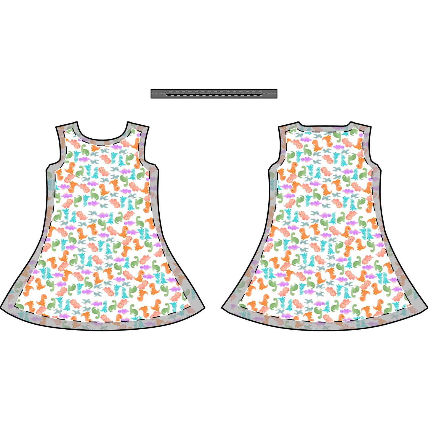 Womens Casual Dress  Rainbow Dinos Pink