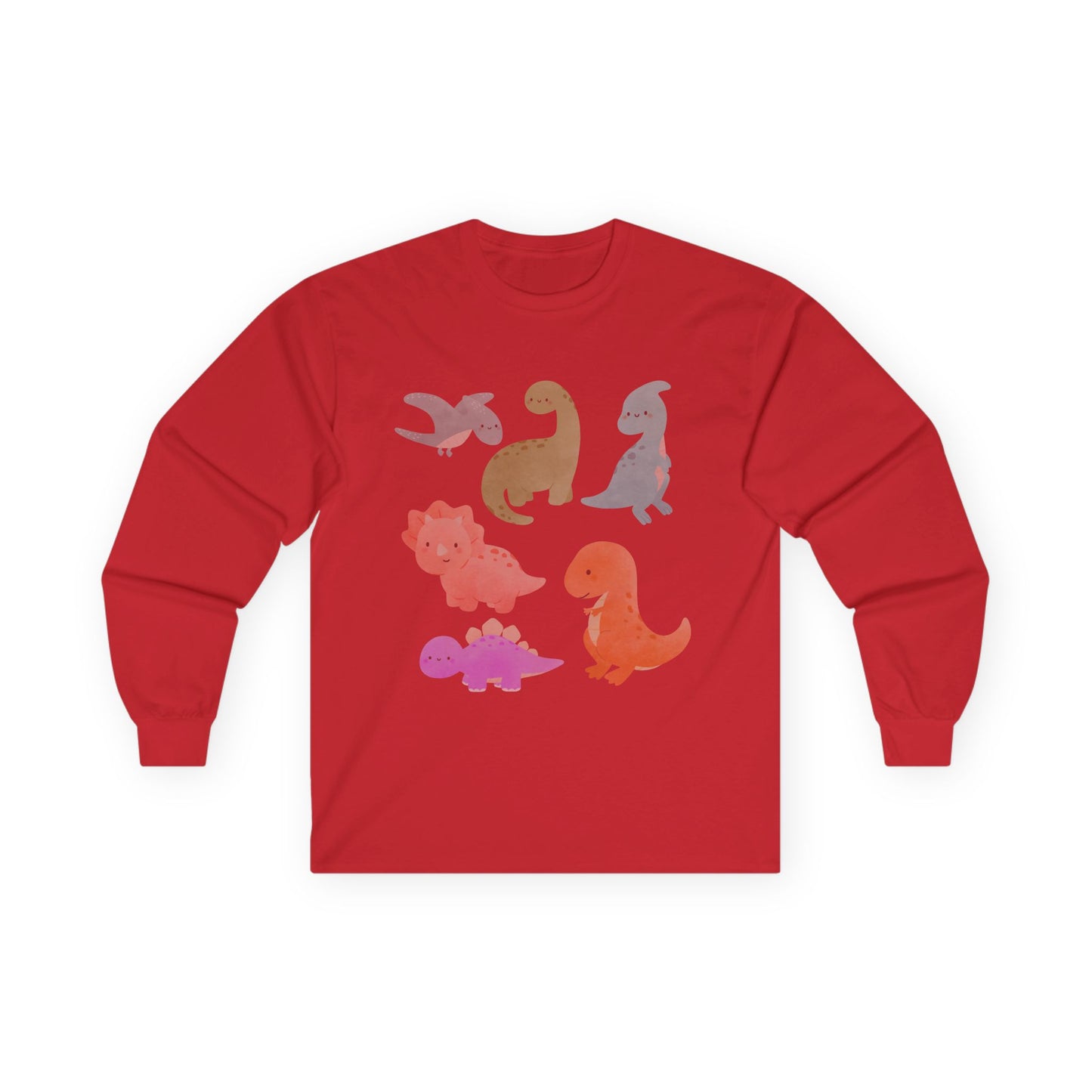Cute Dinosaur Long Sleeve Tee, Unisex Dino Shirt, Kids and Teens Gift, Fun Casual Wear, Ideal for Birthdays, Holidays, and Everyday