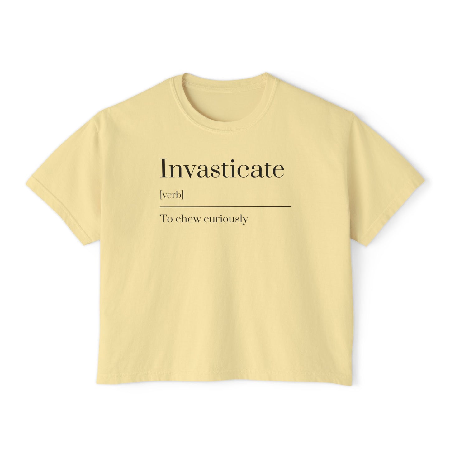 Curious Adventure Women's Boxy Tee, Casual Summer Top, Gift for Foodies, Vintage Inspired Shirt, Chew Curiously Tee