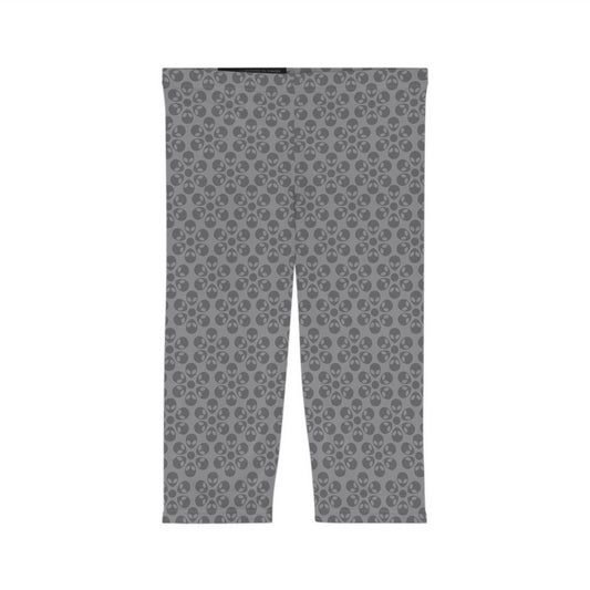 Women’s Capri Leggings Alien Flowers Grey