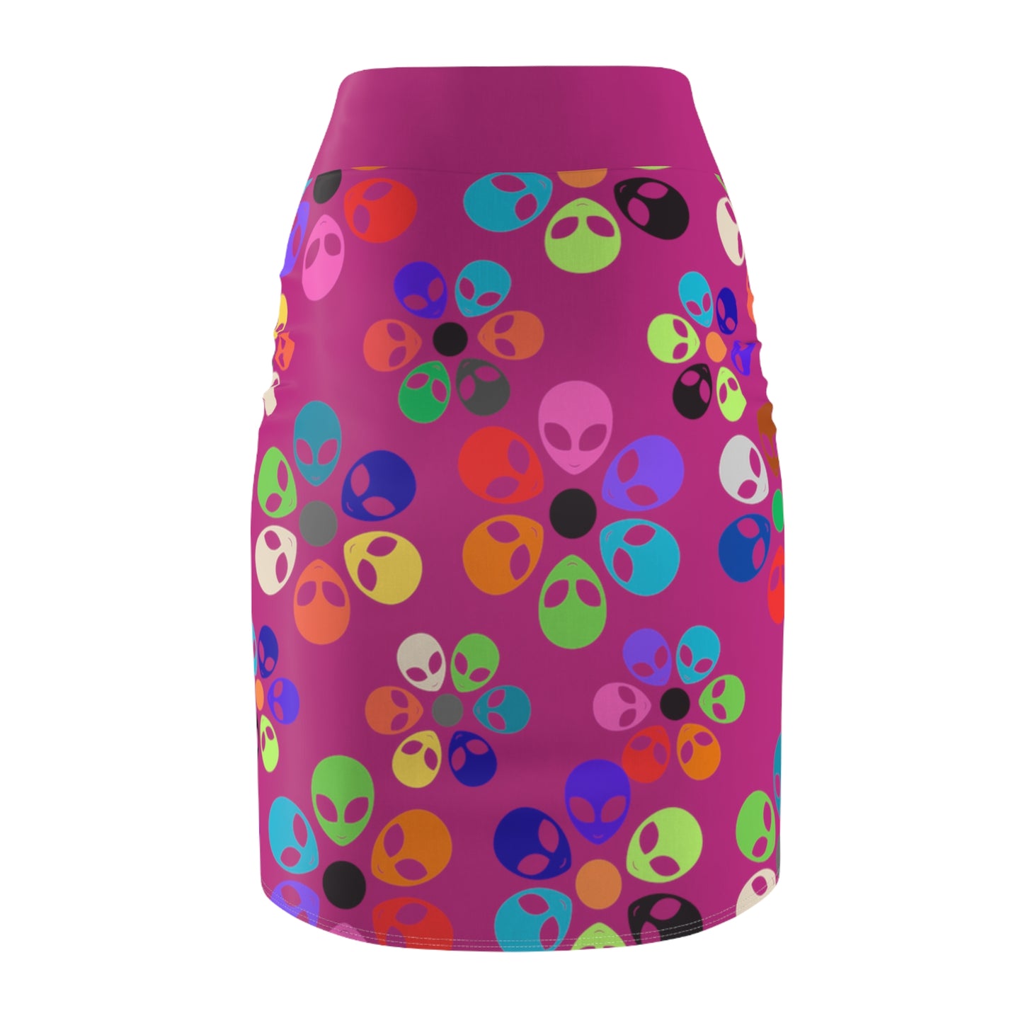 Colorful Alien Floral Womens Pencil Skirt Trendy Skirt for Spring Fashion Party Wear Festival Outfit Gift for Her Alien Rainbow Flowers Pink