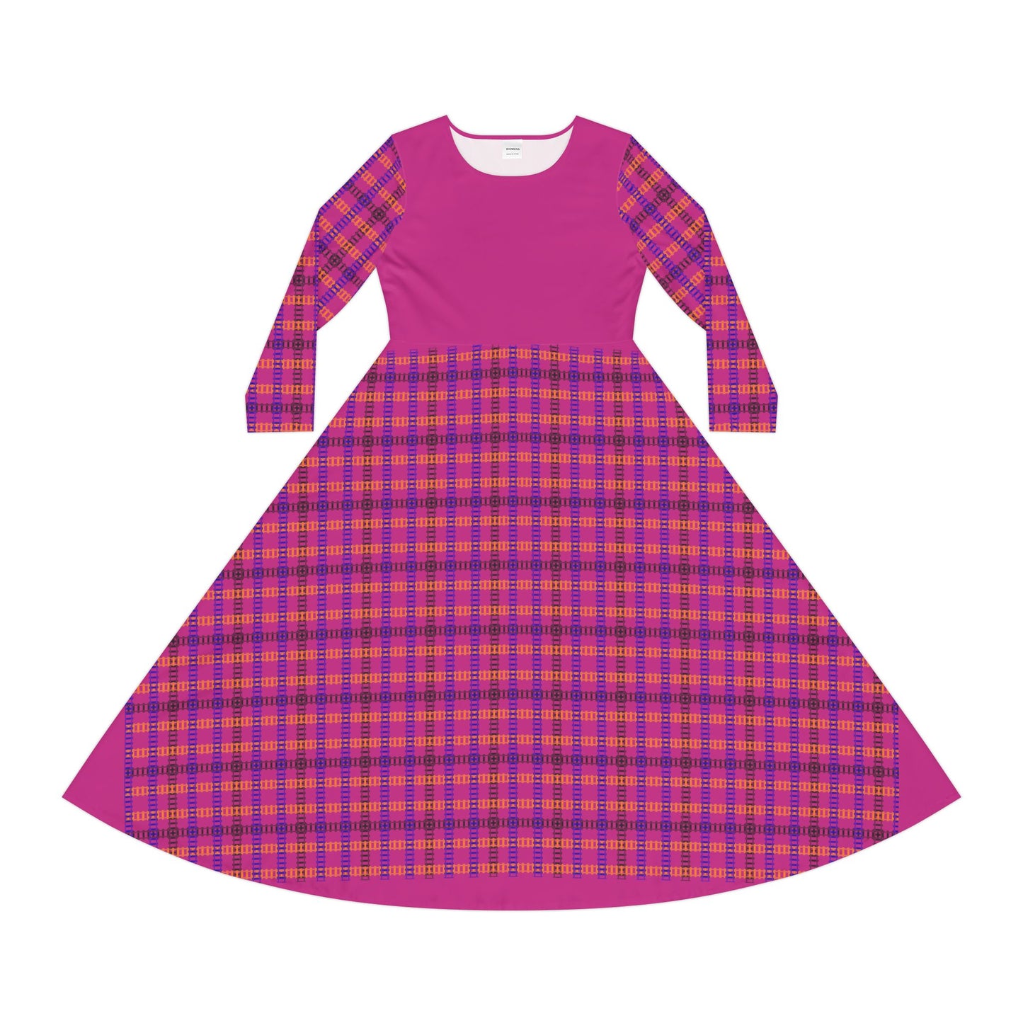 Plaid Long Sleeve Dance Dress for Women Stylish Dancewear Perfect for Performances Dance Recitals and Casual Outfits Train Tracks Pink