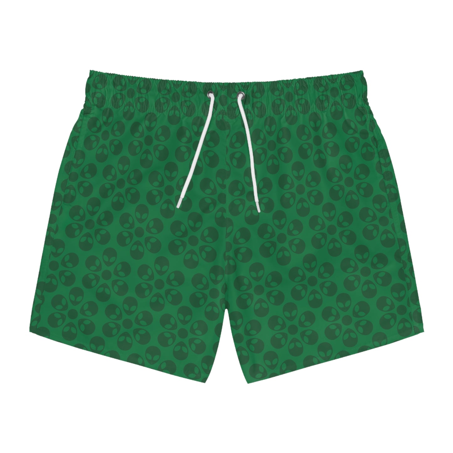 Stylish AOP Swim Trunks for Beach Days Summer Fun Pool Parties Vacation Wear Gift for Him Alien Flowers Dark Green