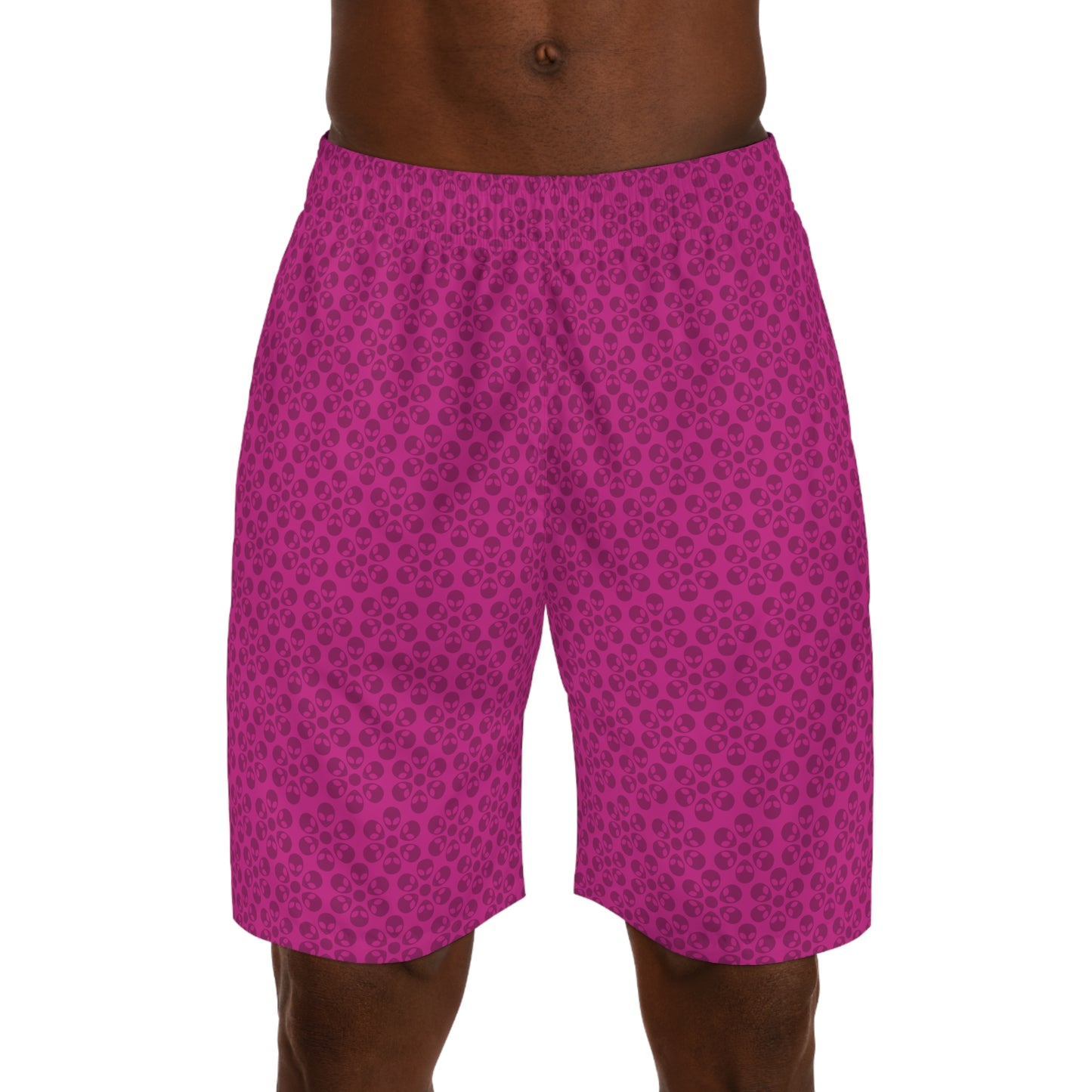 Mens Jogger Shorts  Alien Flowers Pink