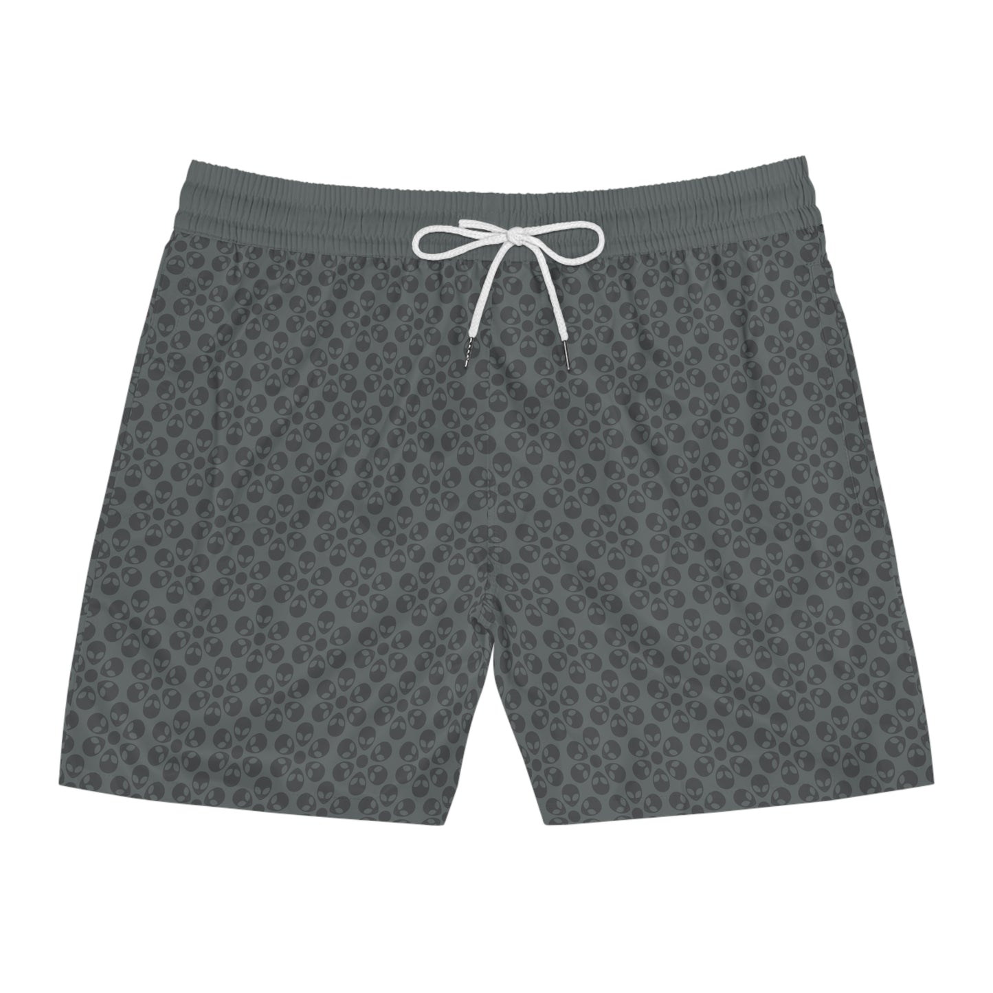 Stylish Mens MidLength Swim Shorts Beachwear Vacation Essentials Poolside Comfort Summer Outfit Trendy Swimwear Alien Flowers Dark Grey