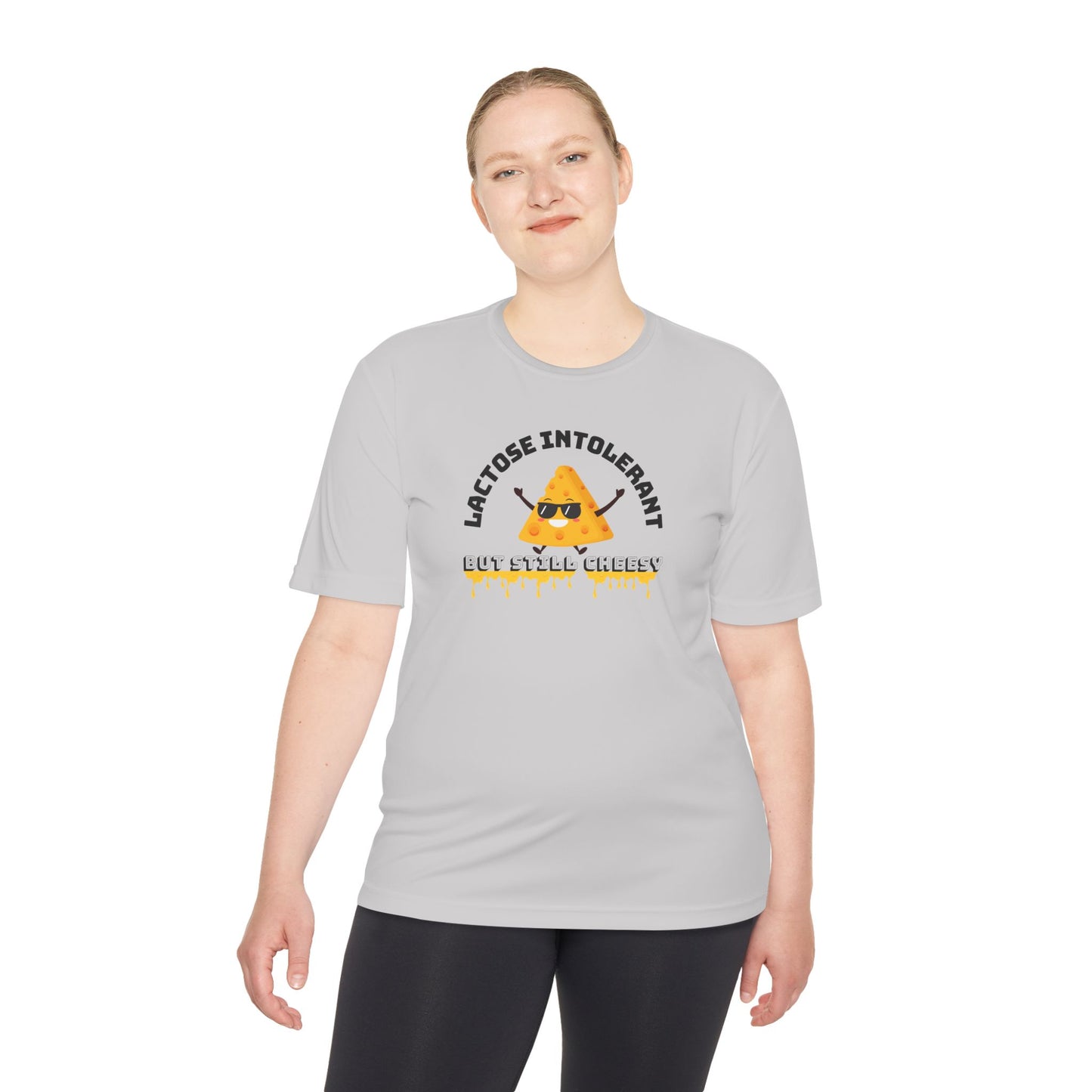 Lactose Intolerant But Still Cheesy Tee - Fun Unisex Moisture Wicking T-Shirt for Foodies, Great for Birthdays, Gifting, and Casual [...]