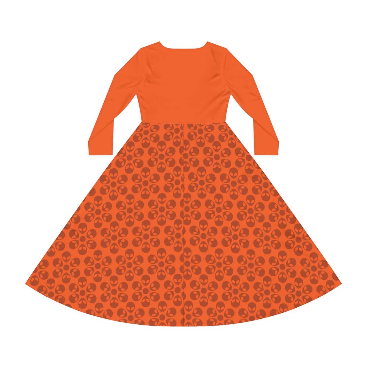 Womens Long Sleeve Dance Dress Alien Flowers Orange