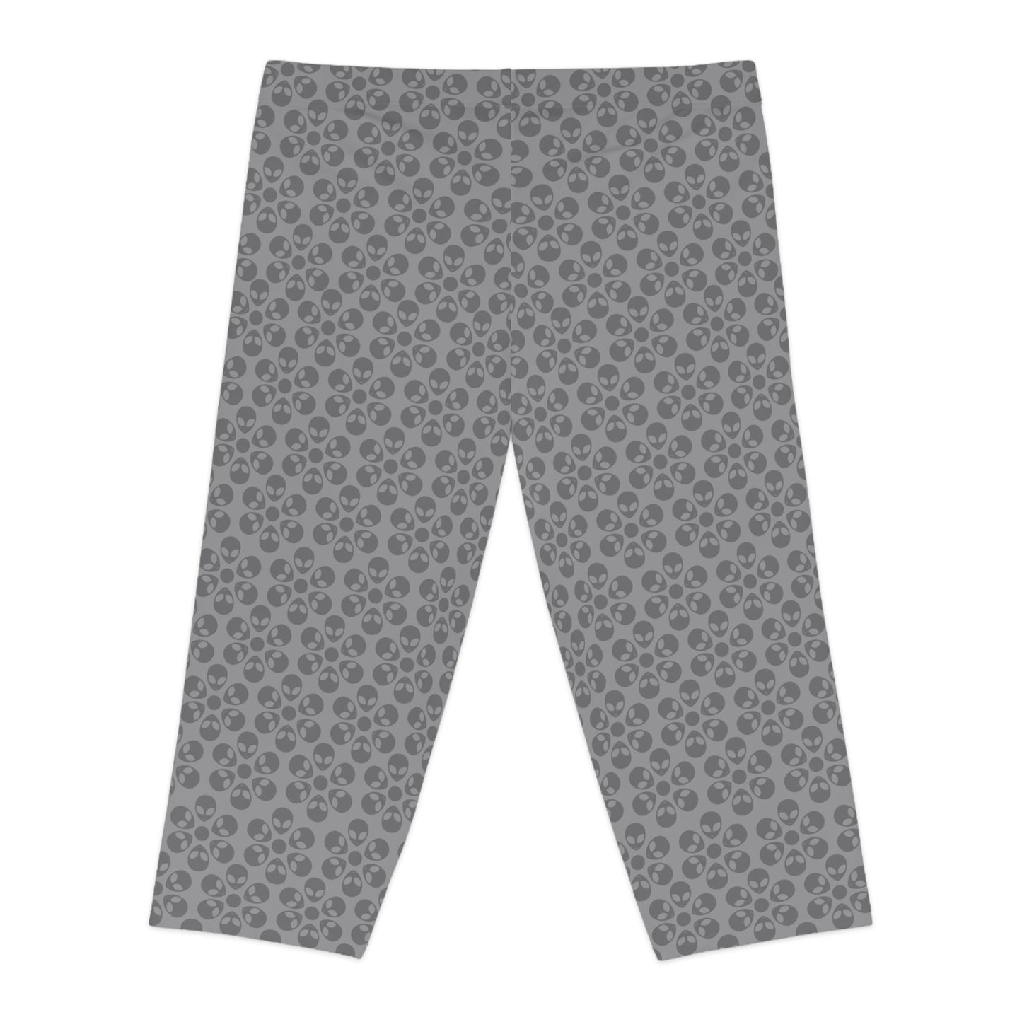 Womens Capri Leggings Alien Flowers Grey