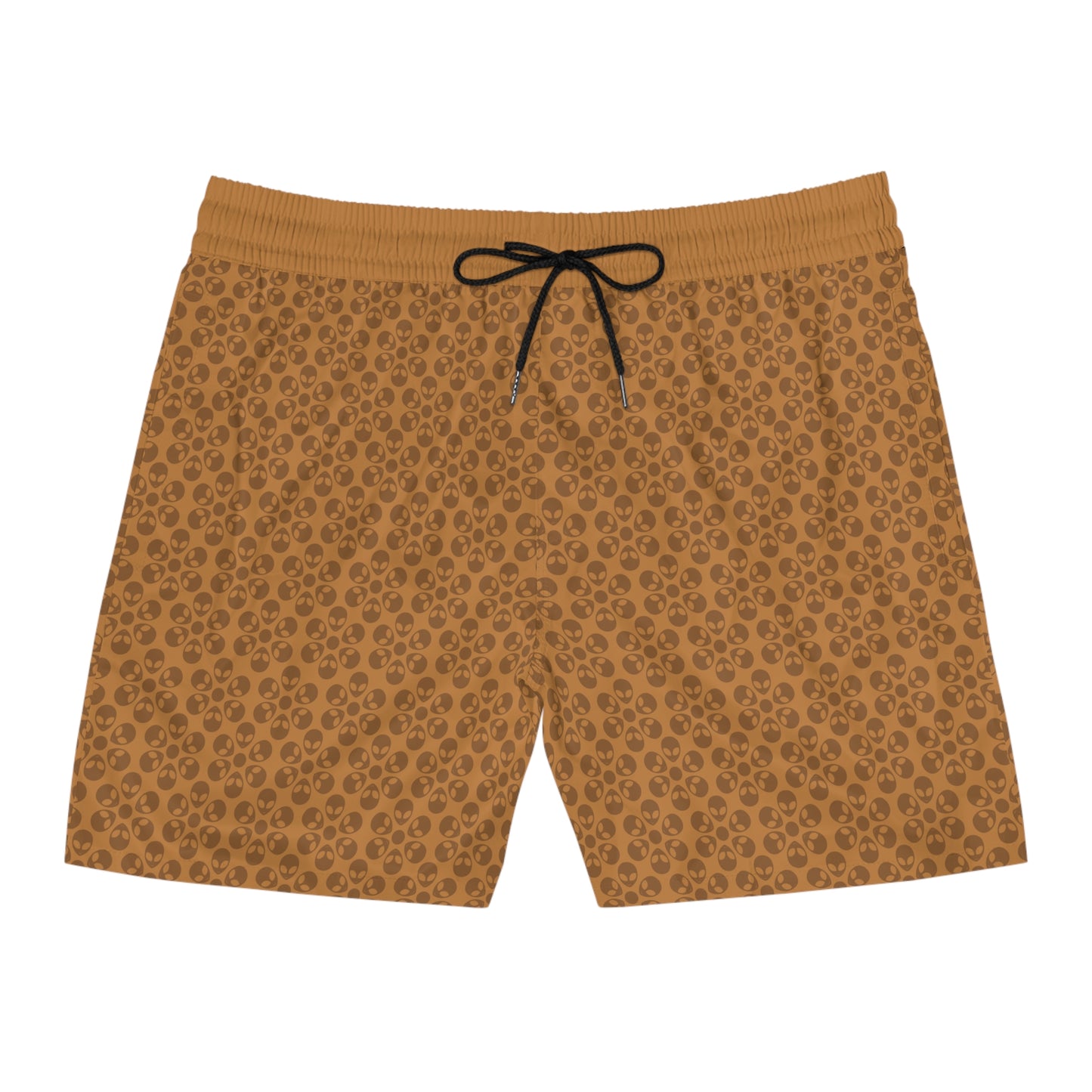 Stylish Mens MidLength Swim Shorts Beachwear Vacation Essentials Poolside Comfort Summer Outfit Trendy Swimwear Alien Flowers Light Brown