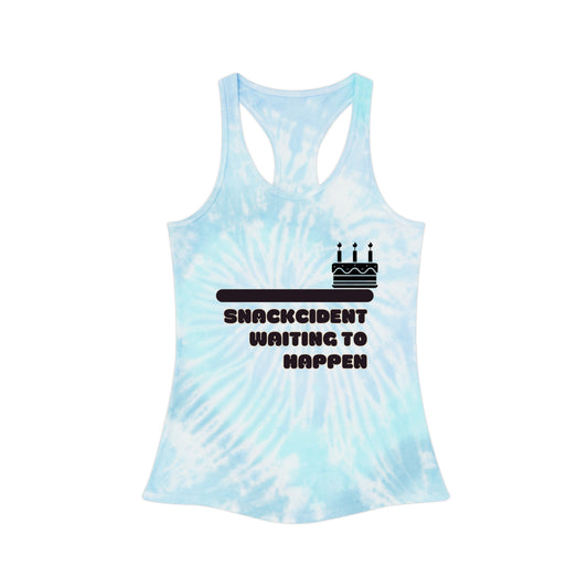 Snacking Bliss Tie Dye Racerback Tank Top, Fun Workout Gear, Beachwear, Gift for Food Lovers, Summer Festival Top