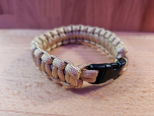 Handmade 550 Paracord Bracelet - Micro Buckle - Tan