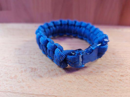 Handmade 550 Paracord Bracelet - Clear Micro Buckle - Mottled Blue