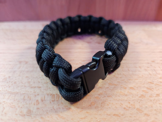 Handmade 550 Paracord Bracelet - Micro Buckle- Black