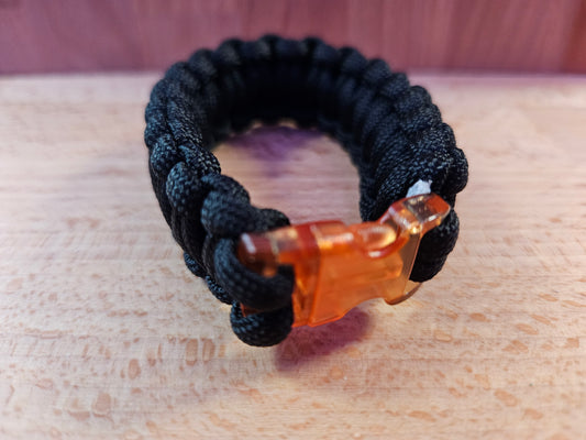 Handmade 550 Paracord Bracelet - Clear Micro Buckle - Black