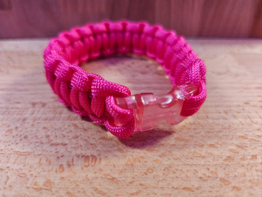 Handmade 550 Paracord Bracelet - Clear Micro Buckle - Pink