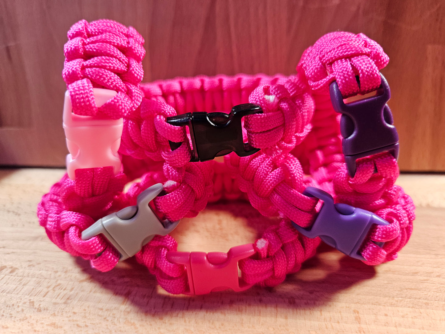 Handmade 550 Paracord Bracelet - Micro Buckle - Pink