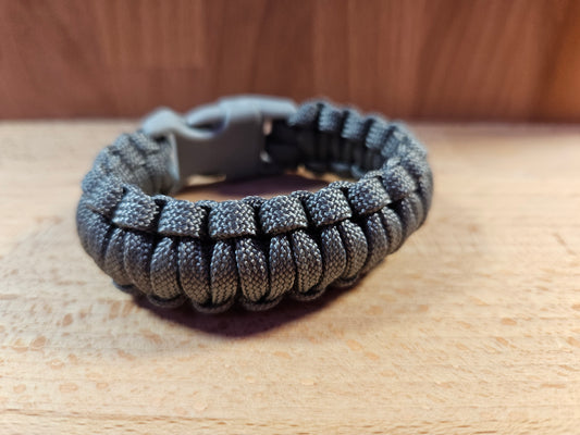 Handmade 550 Paracord Bracelet - Mini Buckle - Grey