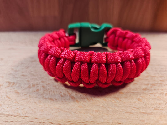 Handmade 550 Paracord Bracelet - Mini Buckle - Red