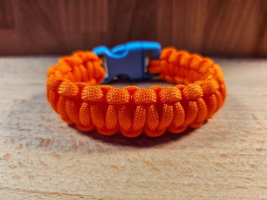 Handmade 550 Paracord Bracelet - Mini Buckle - Orange