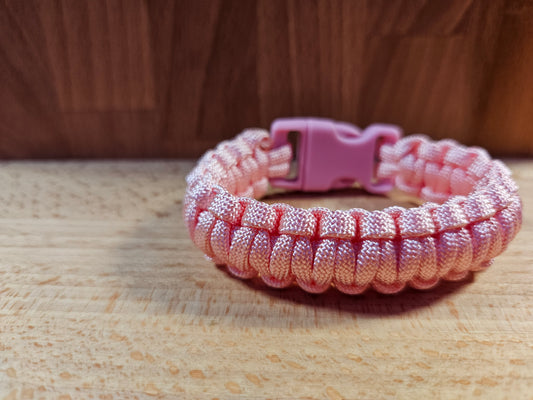 Handmade 550 Paracord Bracelet - Mini Buckle - Pale Pink