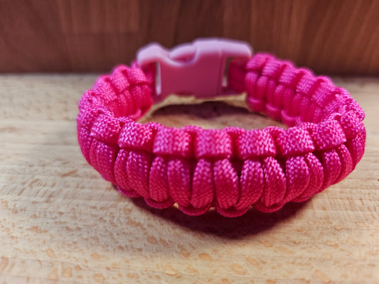 Handmade 550 Paracord Bracelet - Mini Buckle - Pink