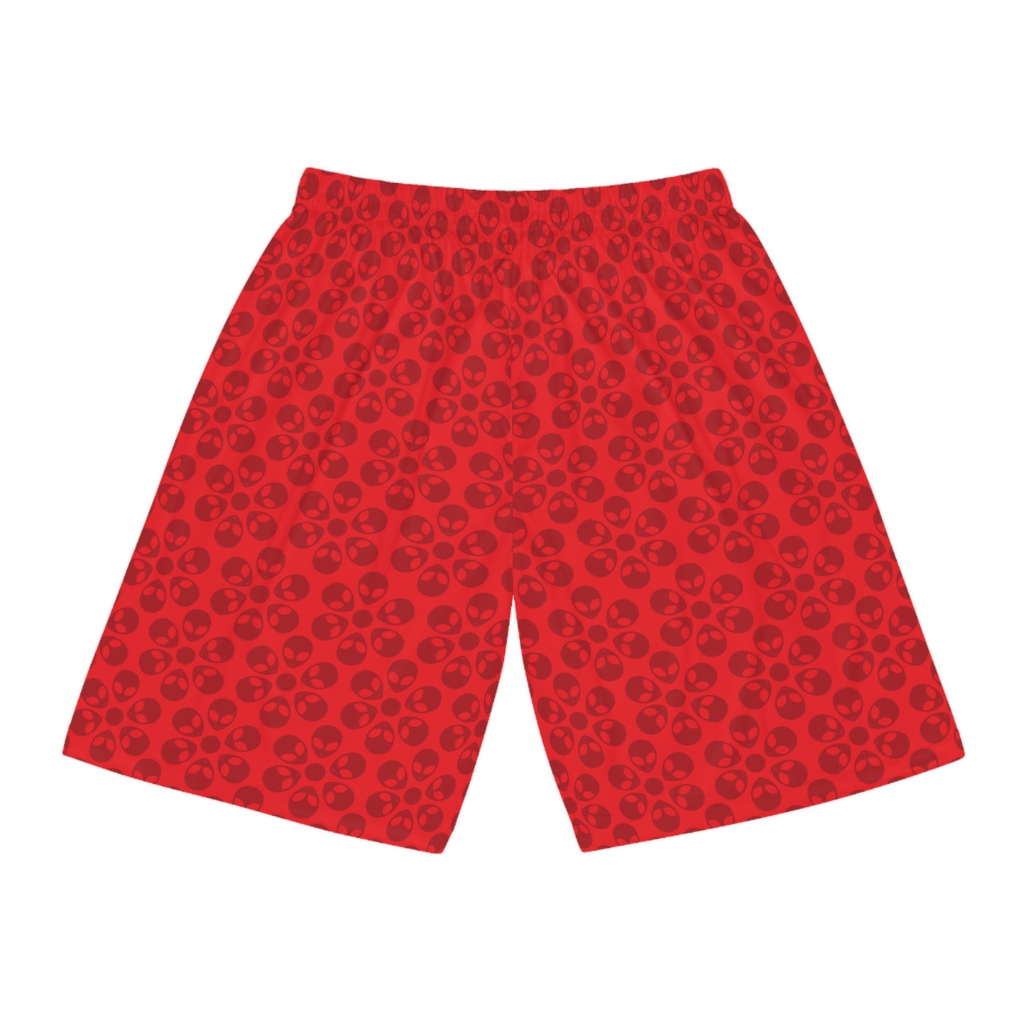 Trendy Skull Pattern Basketball Shorts Summer Activewear Sports Apparel Casual Wear Beach Shorts Gift for Basketball Lovers Alien Flowers Red