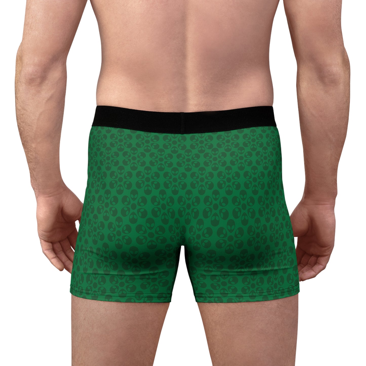 Mens Boxer Briefs  Alien Flowers Dark Green