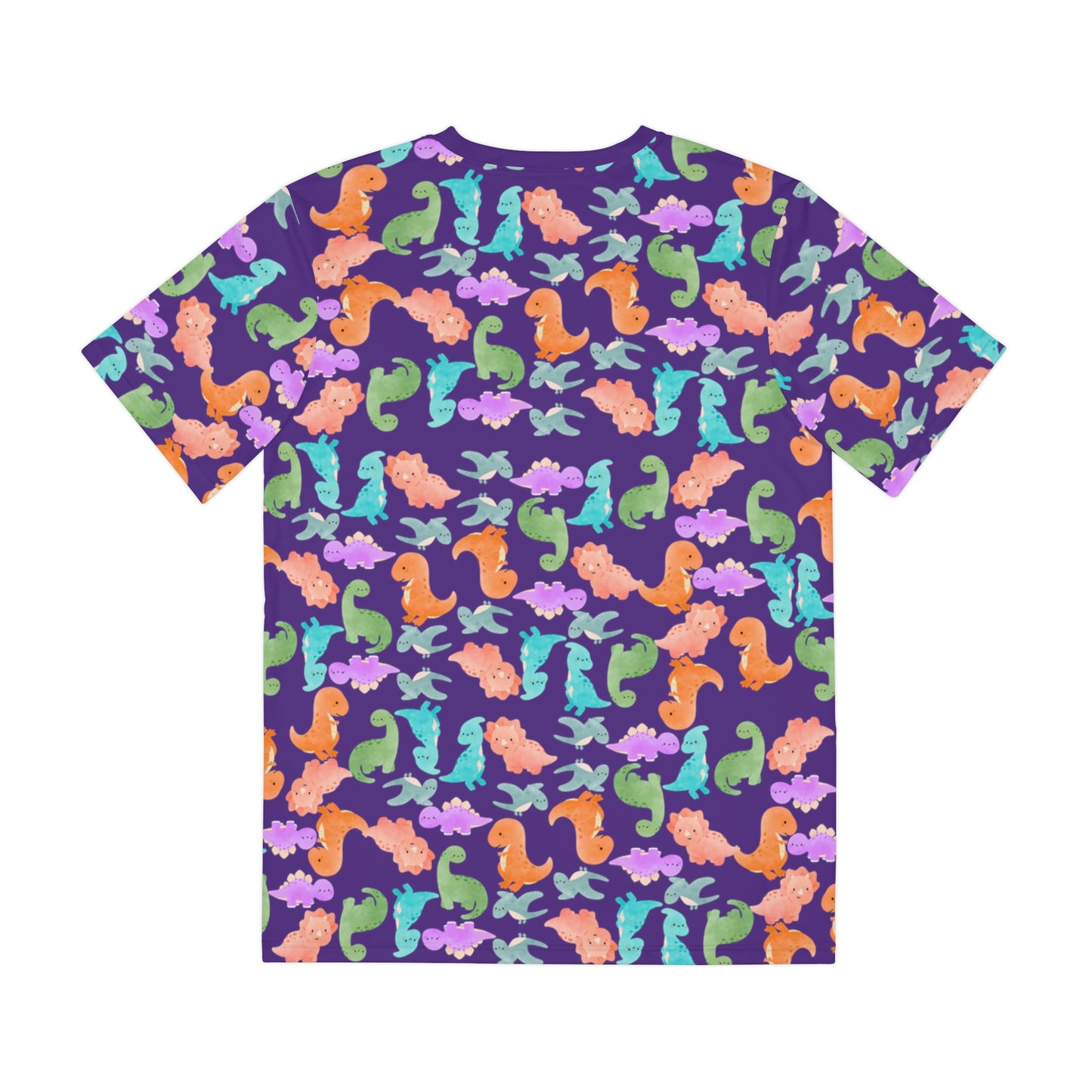 Colorful Dino Tee  Fun Playful Shirt for Ocean Lovers Casual Wear Summer Outfits Beach Activities Gifts for Him Rainbow Dinos Purple