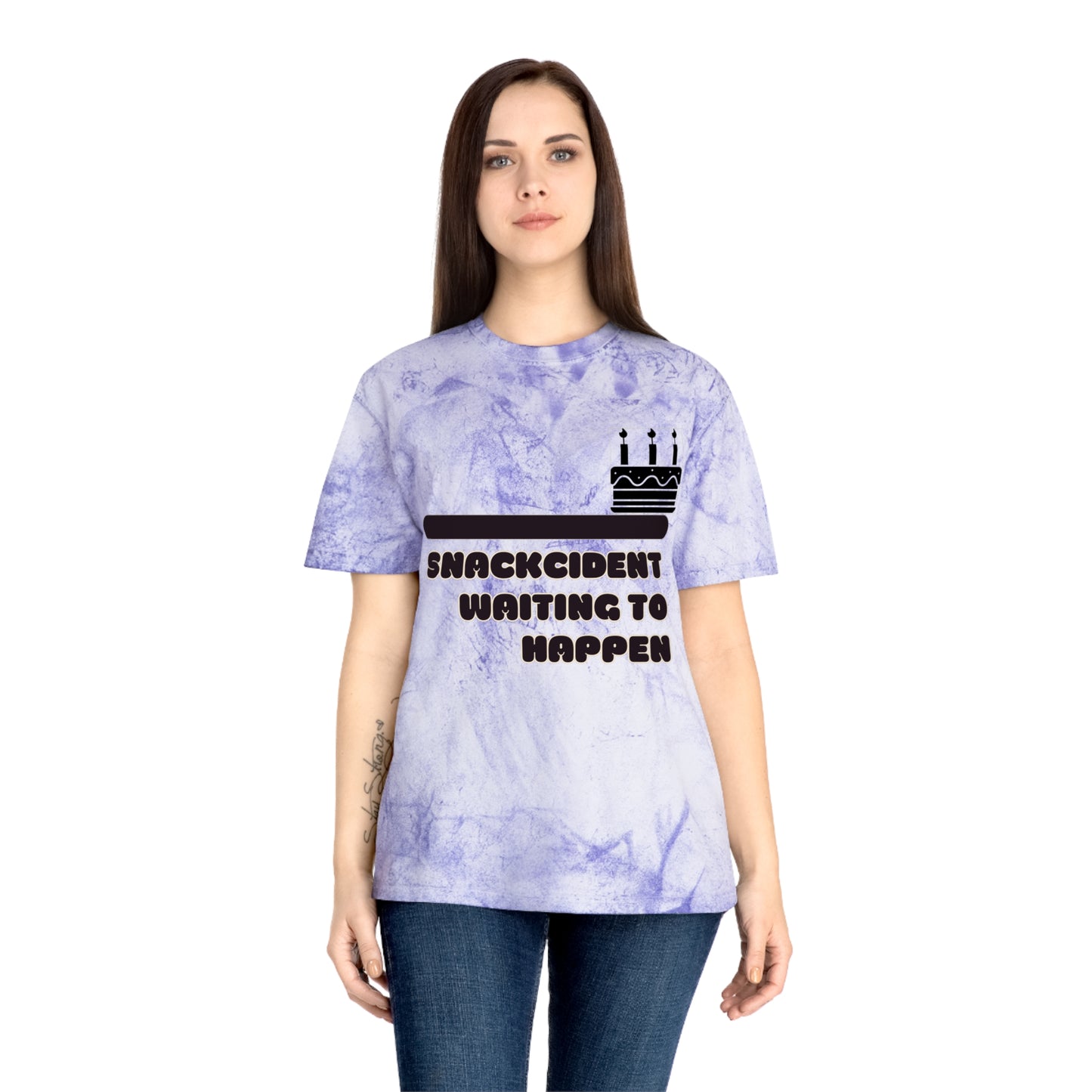 Colorful Humor T-Shirt, Funny Snackcident Shirt, Birthday Gift, Casual Wear, Quirky Apparel, Unisex Fashion