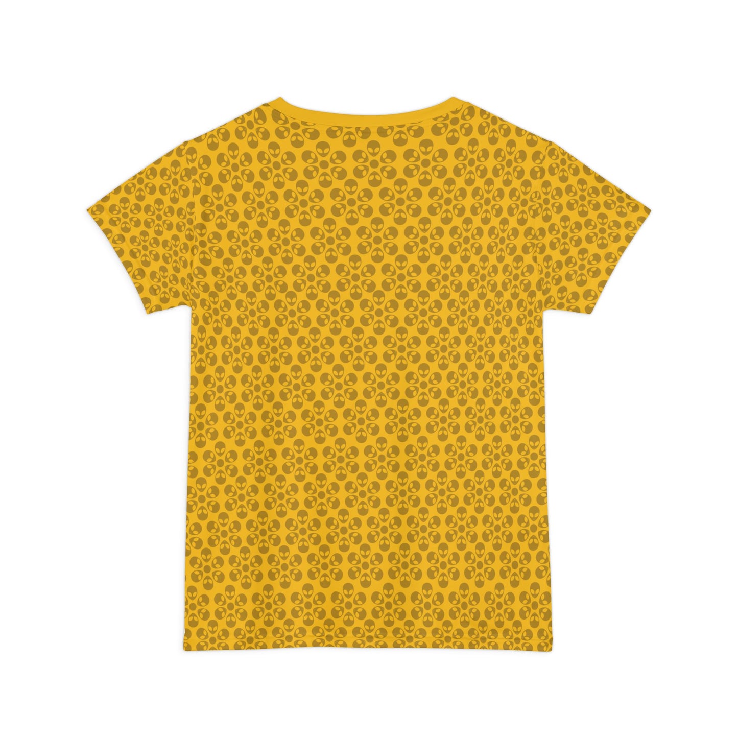 Womens Short Sleeve Shirt Alien Flowers Yellow