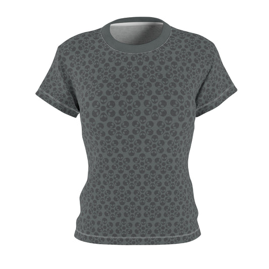 Stylish Womens Floral Tee  Casual Trendy Summer Fashion Gift for Her Short Sleeve Top Alien Flowers Dark Grey
