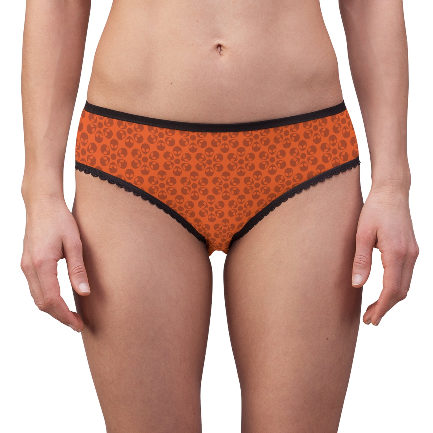 Chic Floral Womens Briefs | Comfort Everyday Wear Gifts Plus Size Stylish Lingerie Alien Flowers Orange
