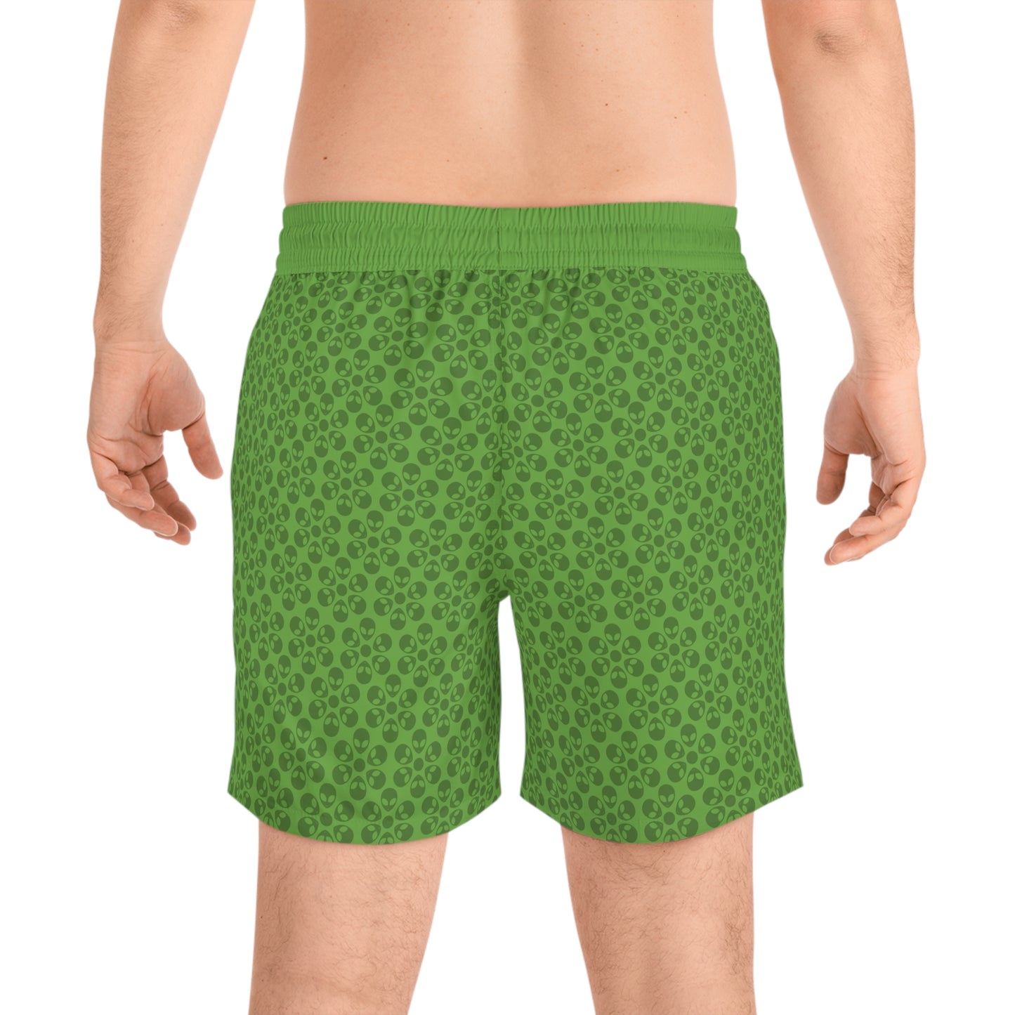 Stylish Mens MidLength Swim Shorts Beachwear Vacation Essentials Poolside Comfort Summer Outfit Trendy Swimwear Alien Flowers Green
