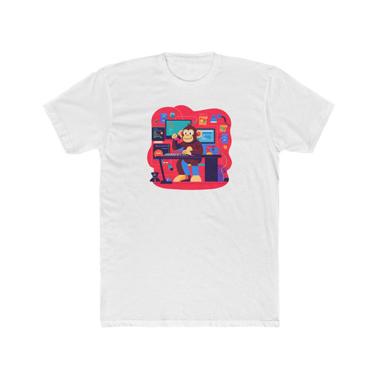 Playful Monkey Themed Unisex Cotton Crew Tee, Fun Gamer Shirt, Casual Tee, Graphic Tee, Gift for Kids and Teens