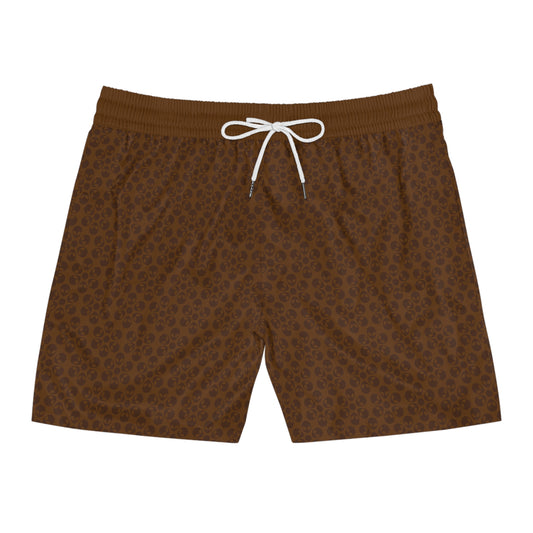 Stylish Mens MidLength Swim Shorts Beachwear Vacation Essentials Poolside Comfort Summer Outfit Trendy Swimwear Alien Flowers Brown