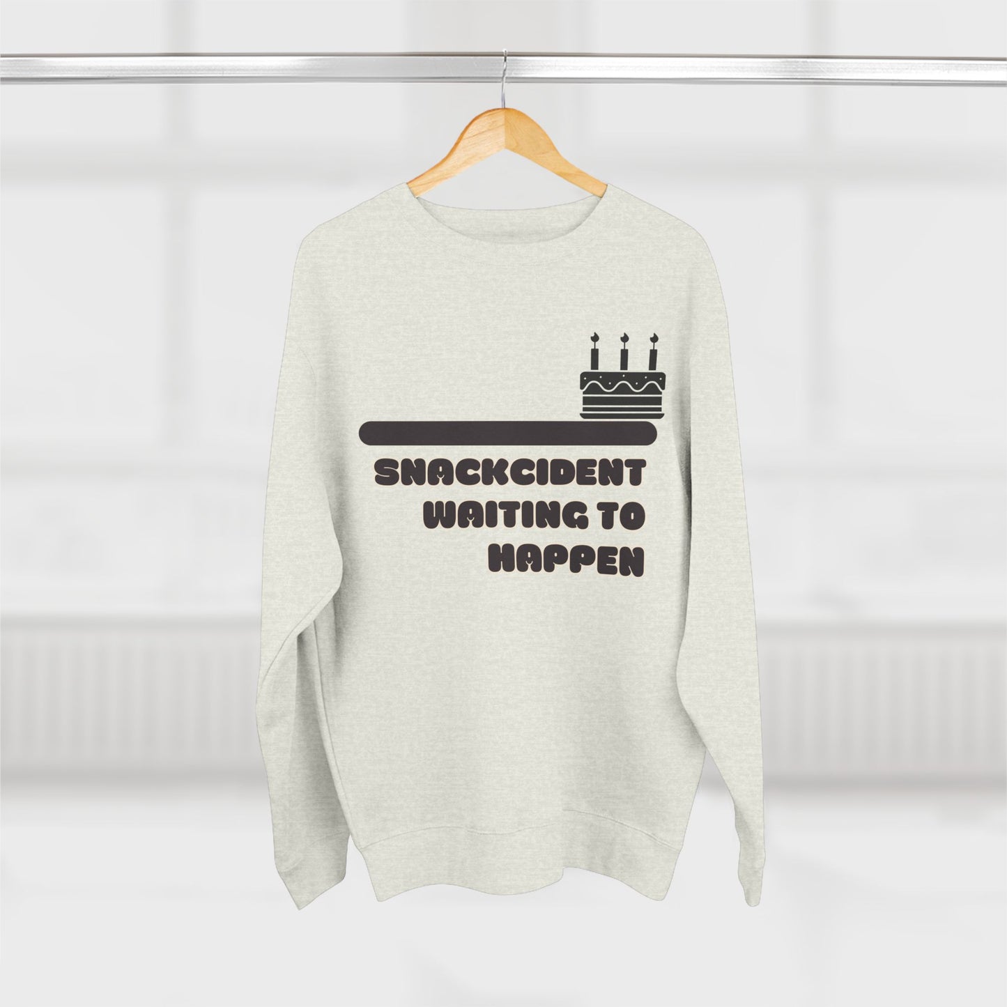 Snackcident Waiting to Happen Sweatshirt, Funny Gift for Food Lovers, Cozy Gift for Birthdays, Casual Wear, Unisex Crewneck