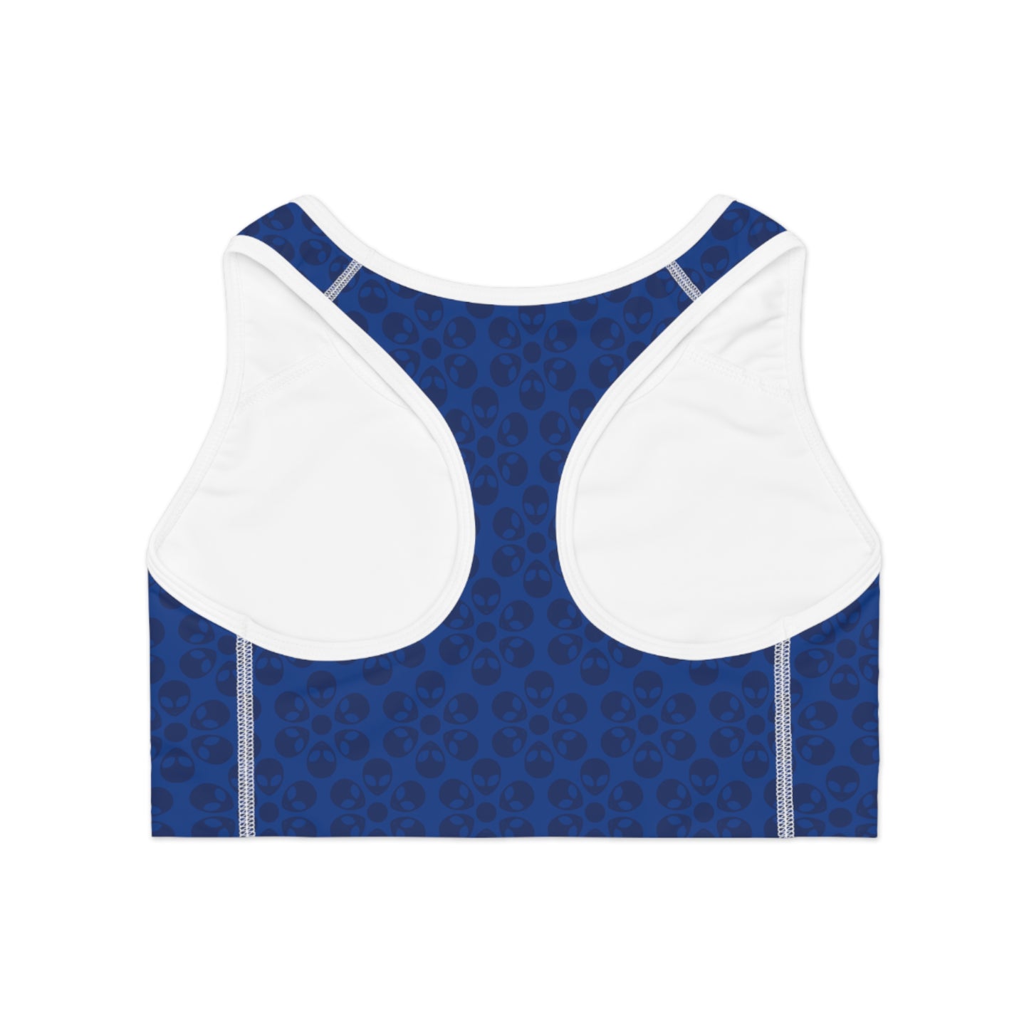 Trendy Floral Pattern Sports Bra Workout Bra for Women Fitness Gear Yoga Top Gym Wear Gift for Athletes Alien Flowers Dark Blue