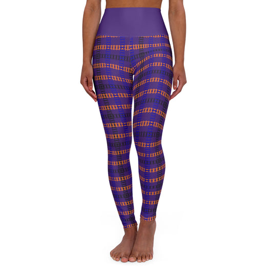 Comfortable High Waisted Yoga Leggings Stylish Activewear Yoga Pants Fitness Apparel Workout leggings Gym Clothes Train Tracks Purple