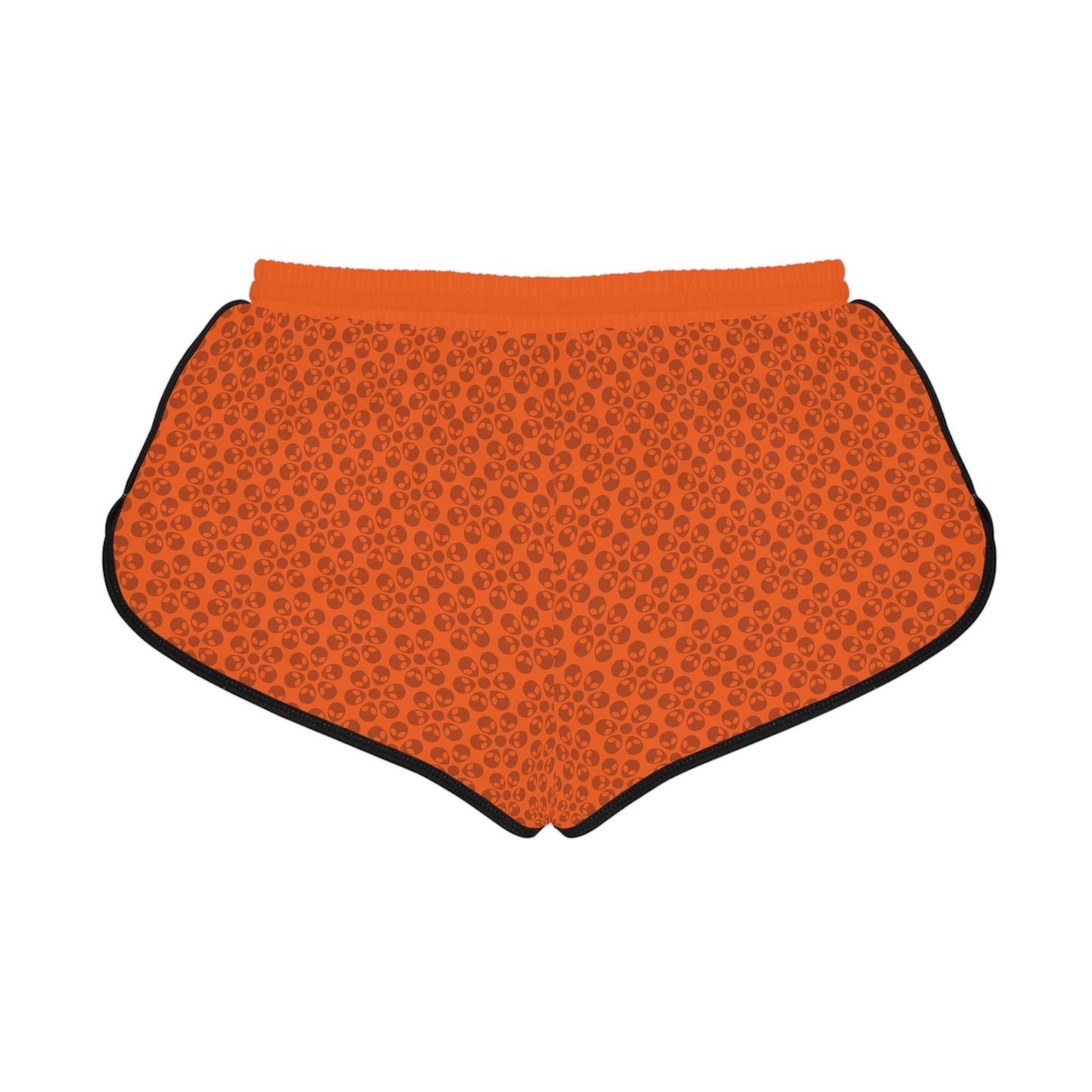 Womens Relaxed Shorts  Alien Flowers Orange