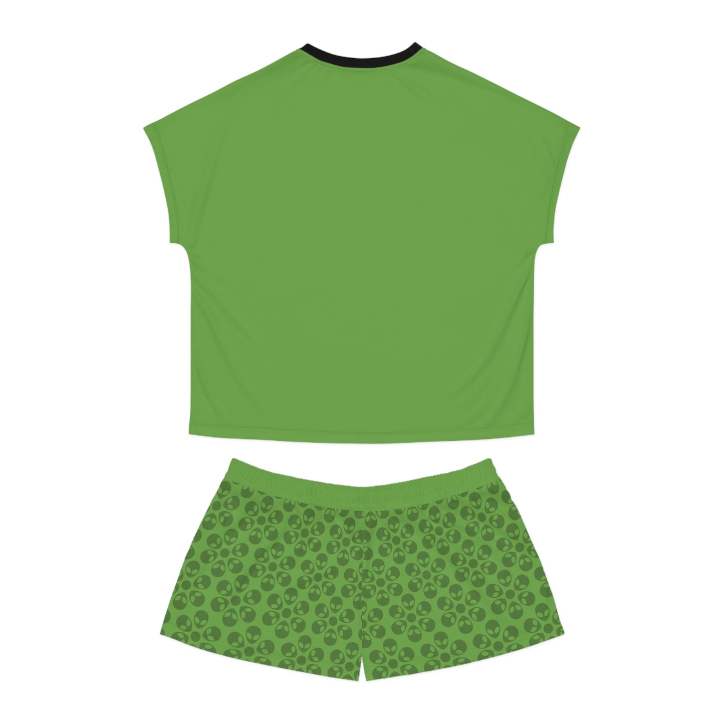 Stylish Womens Pajama Set Cozy Sleepwear AOP Floral Print Perfect for Lounging Gift for Her Summer Nights Relaxation Alien Flowers Green