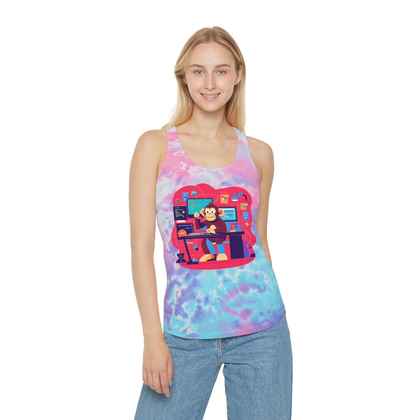 Fun Tie Dye Racerback Tank Top - Perfect for Summer, Beach Days, Festivals, Vacation Outfits, and Casual Wear