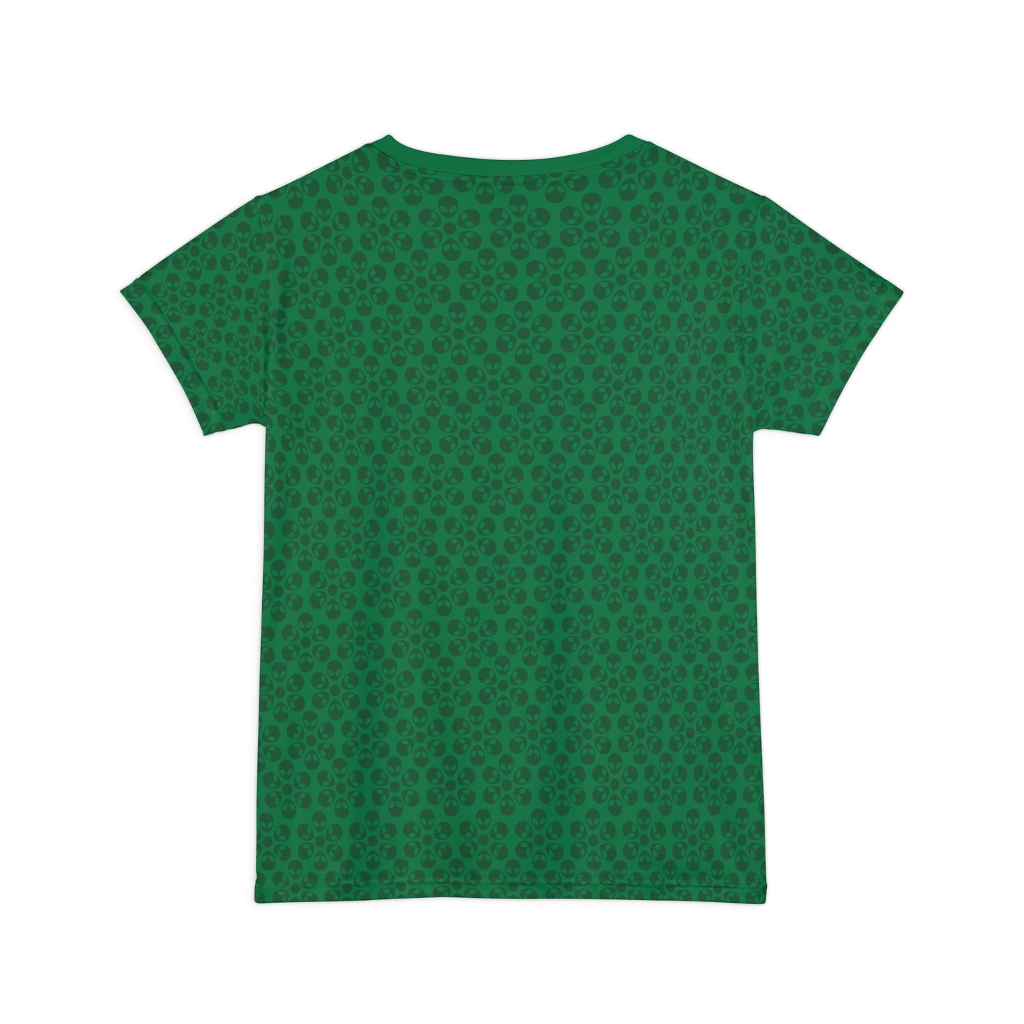 Womens Short Sleeve Shirt Alien Flowers Dark Green