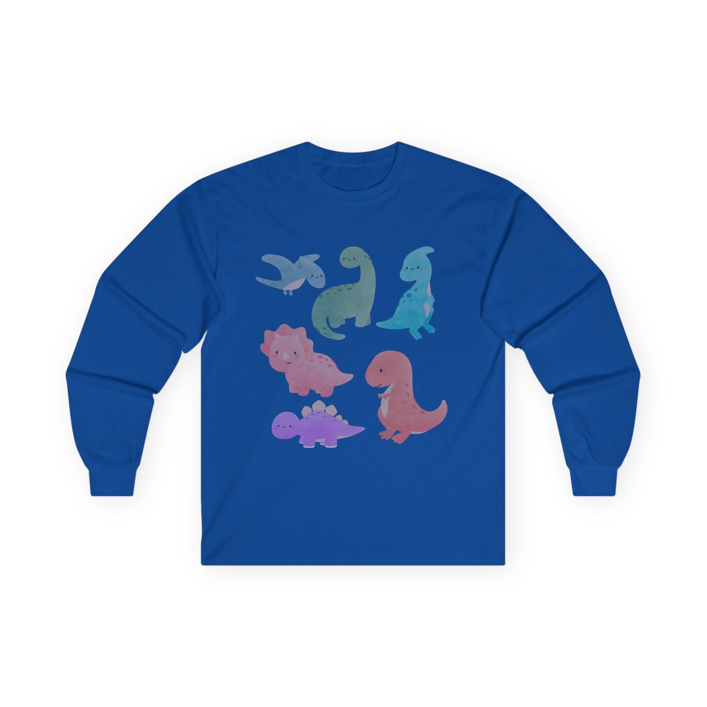 Cute Dinosaur Long Sleeve Tee, Unisex Dino Shirt, Kids and Teens Gift, Fun Casual Wear, Ideal for Birthdays, Holidays, and Everyday