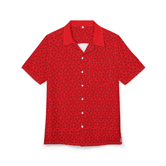 Unisex Hawaiian ButtonDown Shirt  Tropical Vibe Summer Apparel Beachwear Vacation Outfit Casual Wear Alien Flowers Red