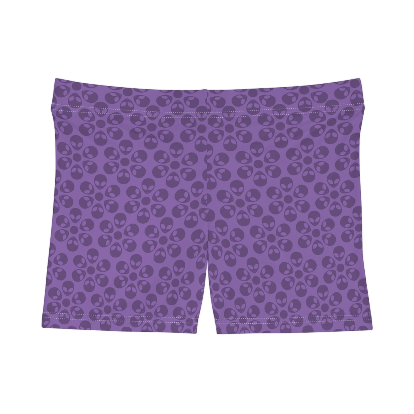Alien Pattern Womens Shorts for Casual Summer Days Beach Wear Festival Outfit Relaxed Style Alien Flowers Light Purple