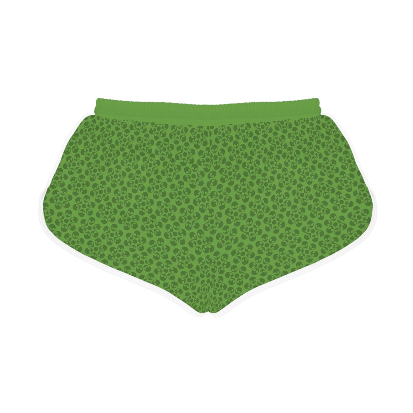 Womens Relaxed Shorts  Alien Flowers Green