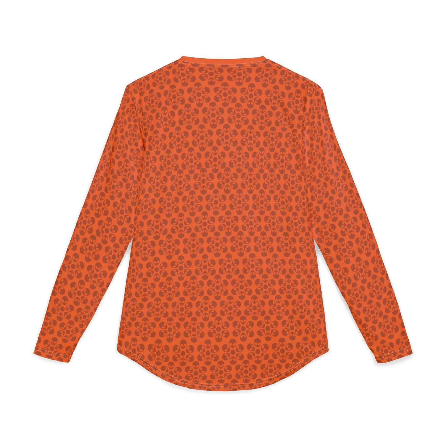 Mens UV Protection Long Sleeve Shirt  Alien Flowers Orange