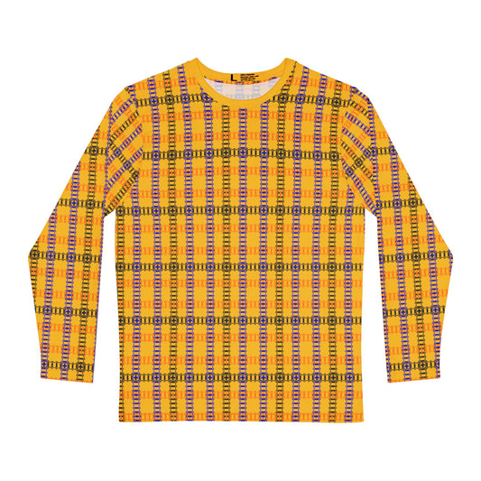 Vibrant Plaid Mens Long Sleeve Shirt Cozy Outfit Casual Wear Stylish Layering Perfect for Fall and Winter Train Tracks Yellow