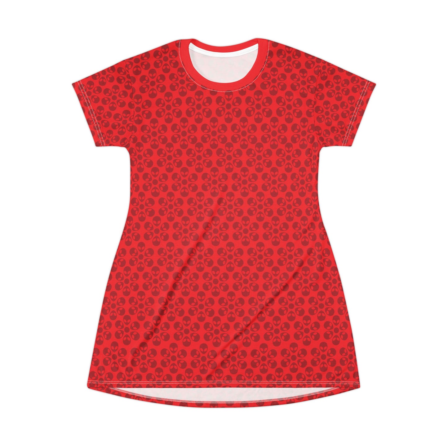 Floral Pattern TShirt Dress Casual Summer Dress Cute Dress for Women Floral Print Dress Trendy Everyday Wear Perfect for Beach Alien Flowers Red